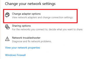 windows 10 change network adpater options
